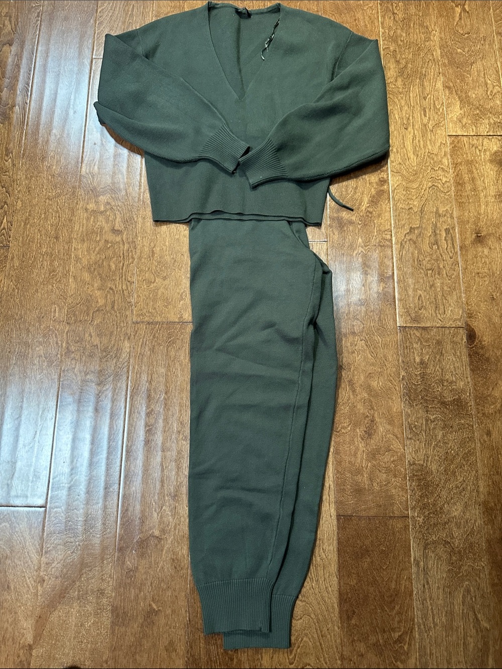 Dynamite Dark Olive Knit Jogger Set